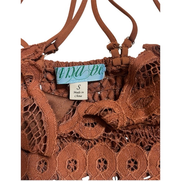 Mocha mousse butterfly Lace Bralette top in chocolate Brown copper fall bra top - Picture 4 of 5